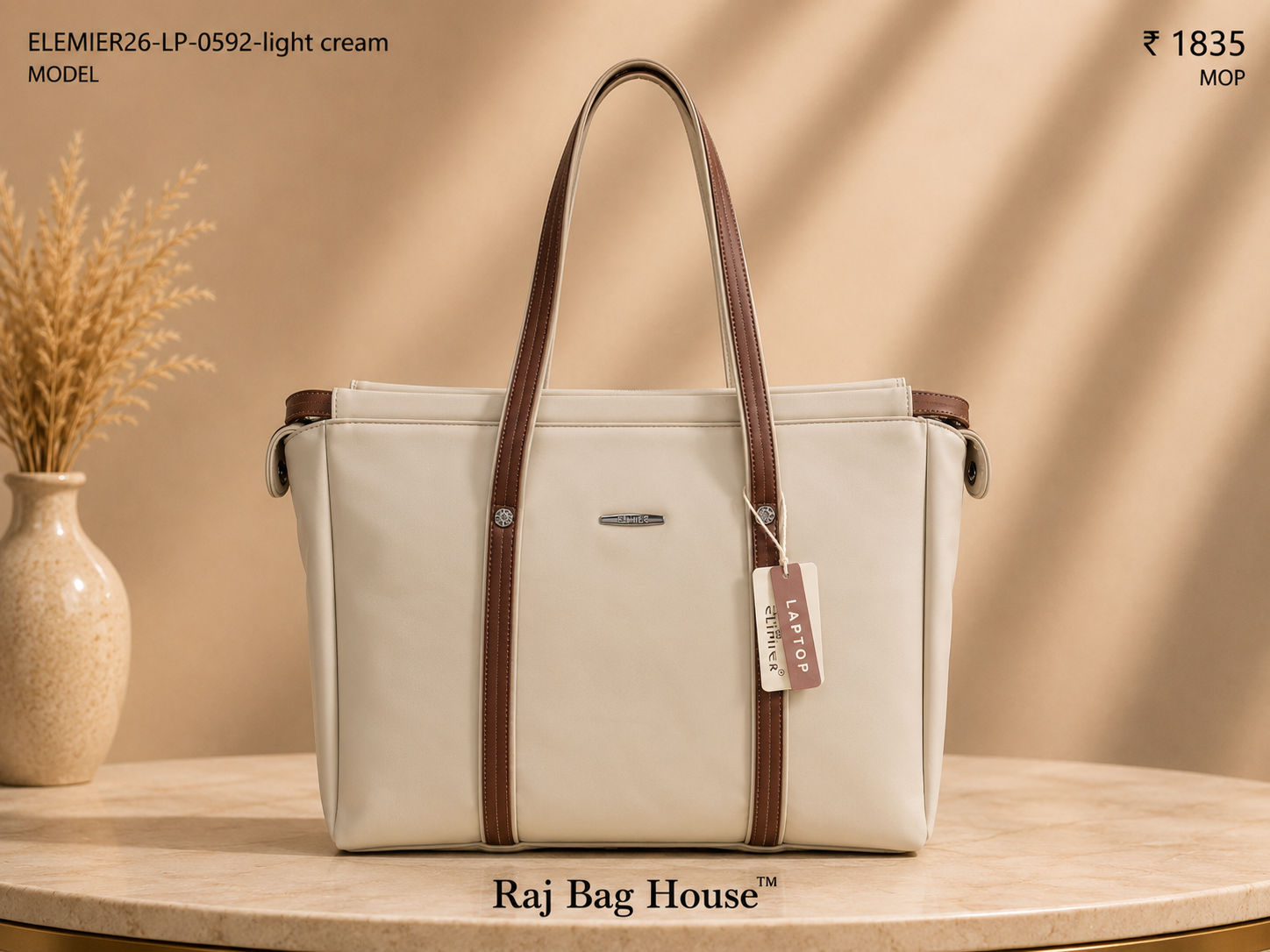 Elemier 0592 Light Tote Bag – Light Cream
