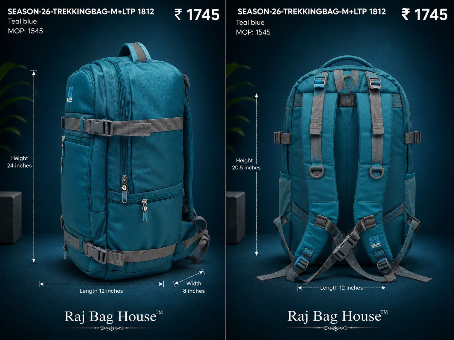 Season Trekkingbag M+ltp 1812 Large Backpack – Teal Blue 2