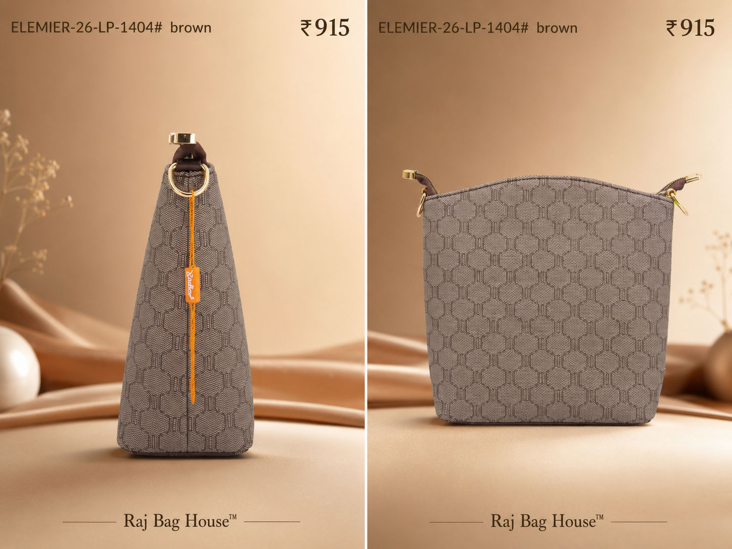 Imported Elemier 1405 Printed Small Handbag – Light Brown 2