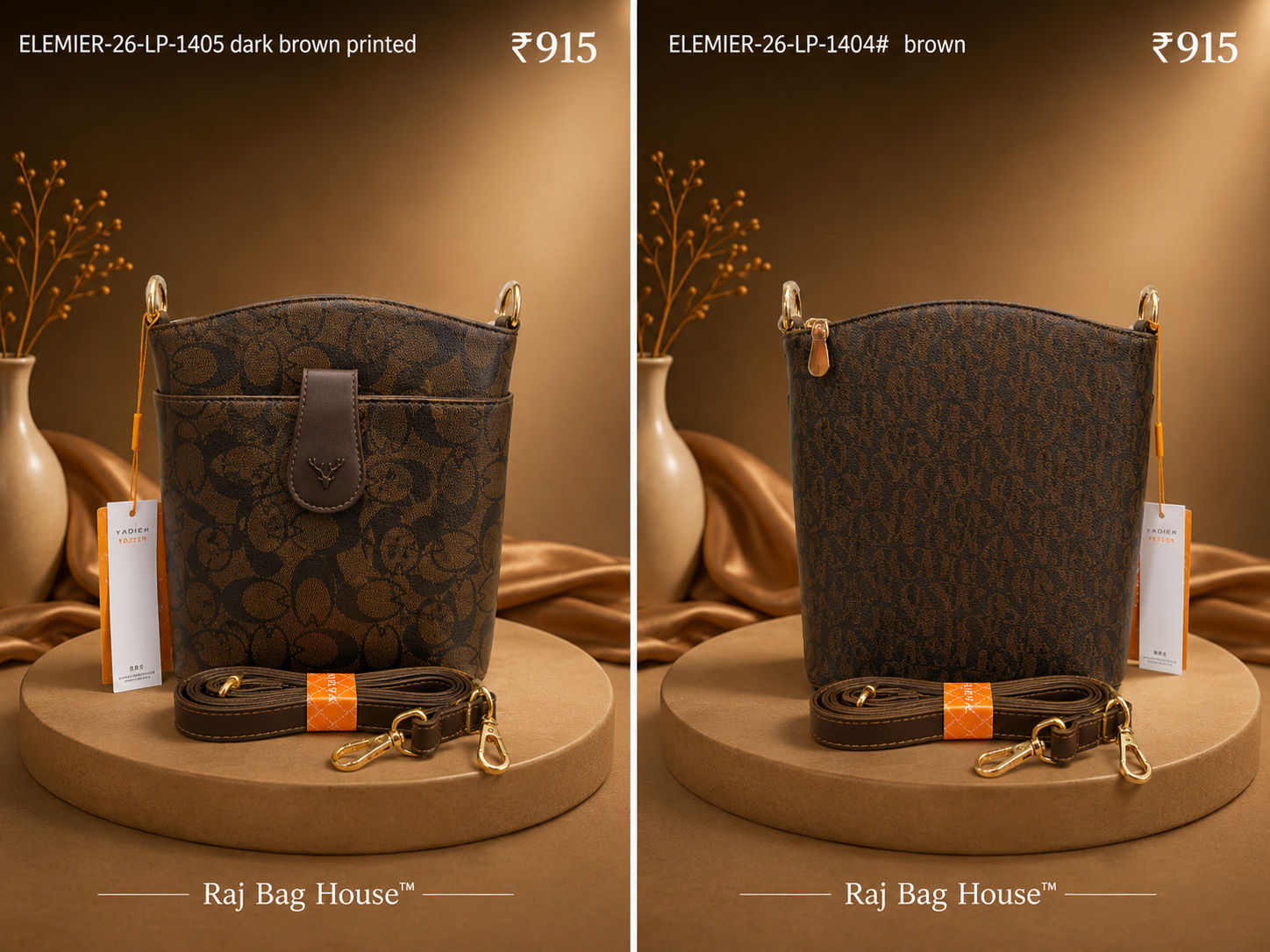 Imported Elemier 1405 G Printed Small Handbag – Dark Brown