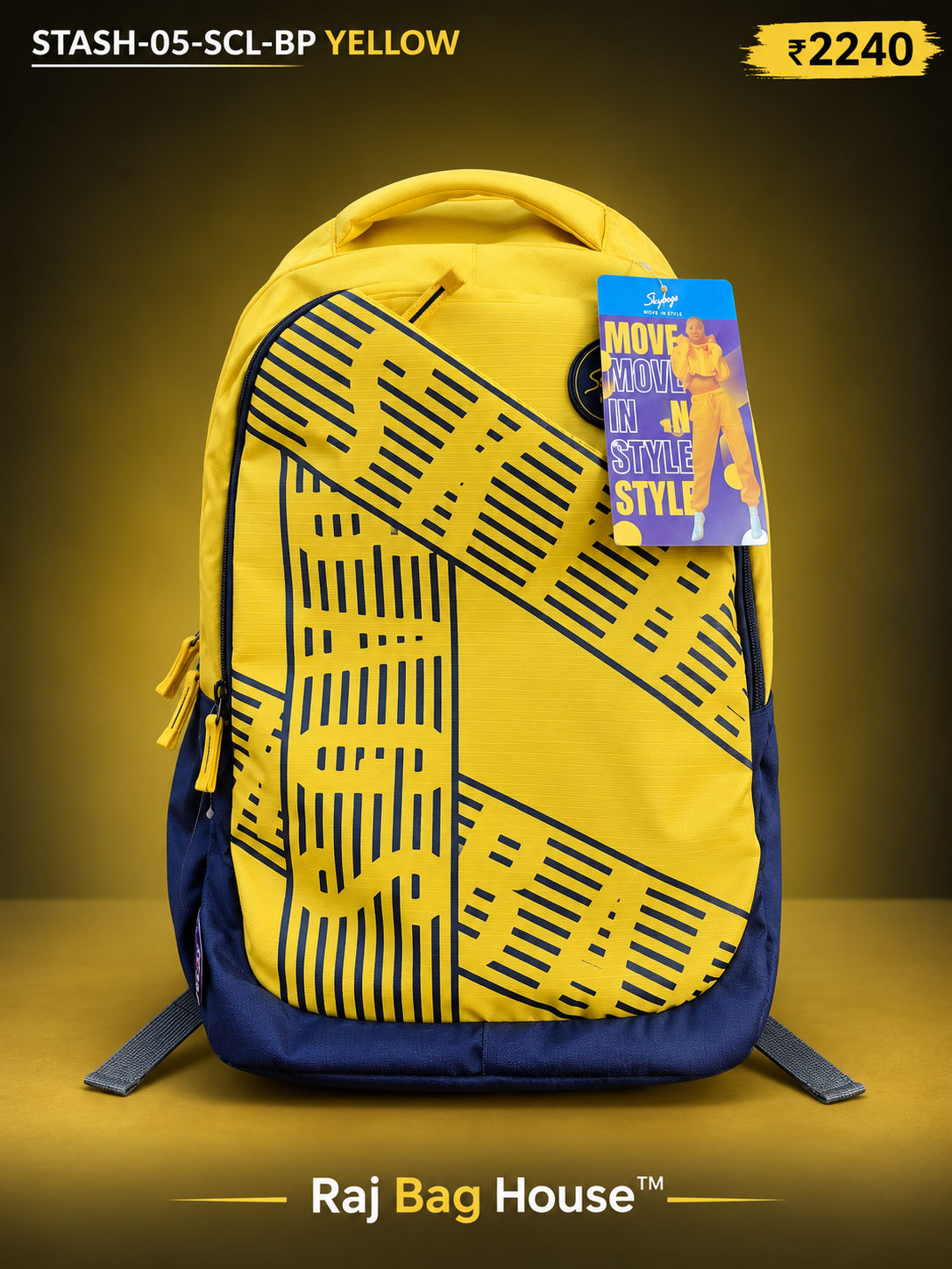 Skybags Skybags Stash 05 Scl Backpack – Yellow / Navy Blue