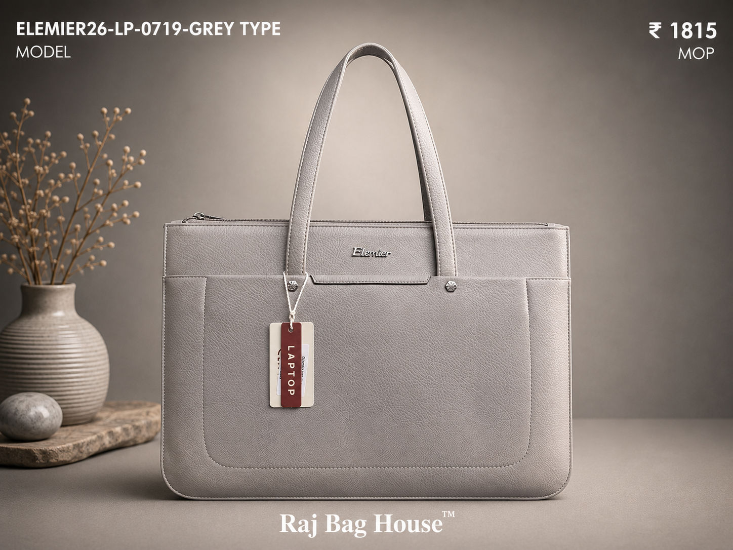 Elemier 0719 Large Laptop Bag – Grey