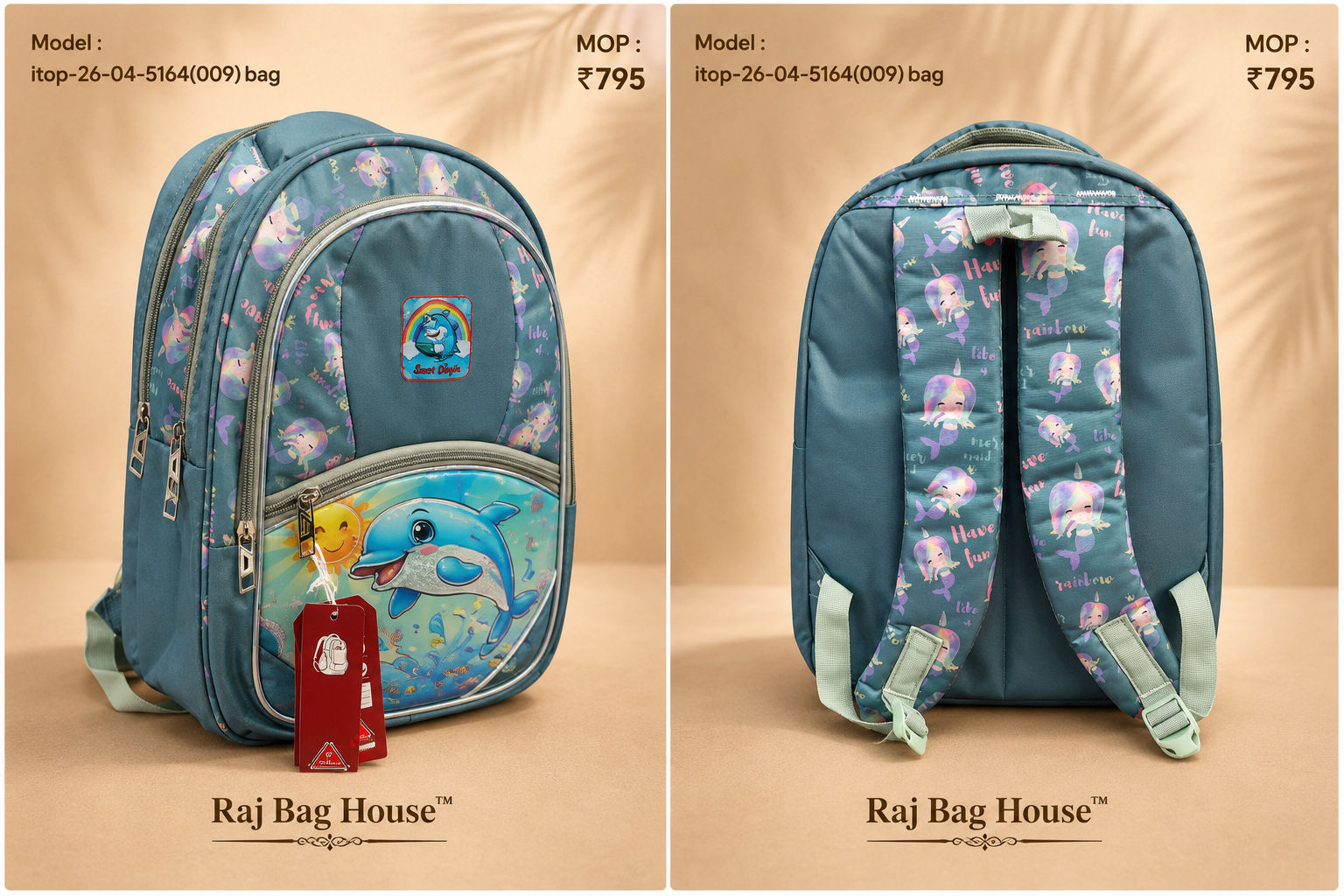 Itop 04 5164(009) Seagreen Medium School Backpack – Sea Green 2