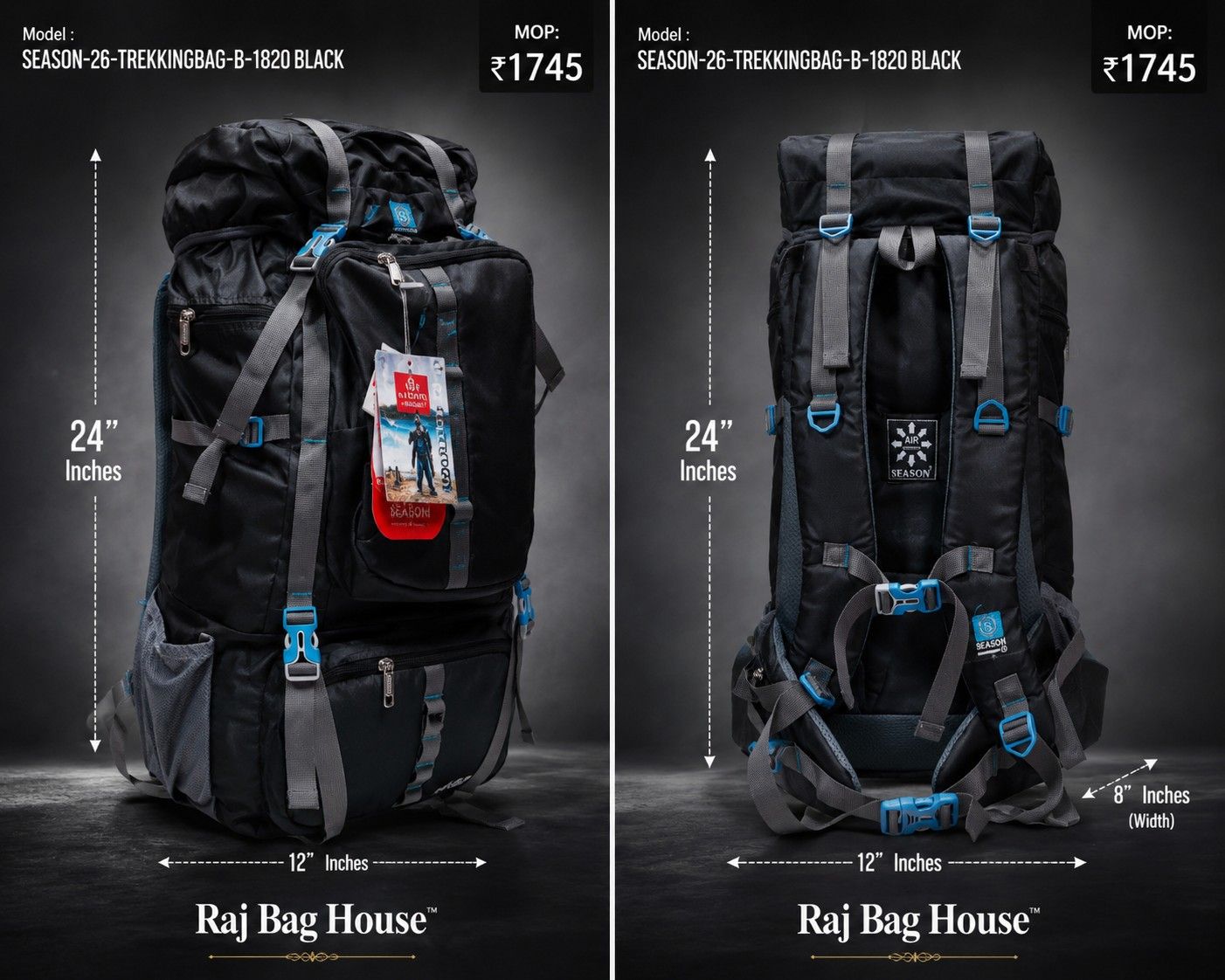 Season Trekking B 1820 Large Backpack – Black 2