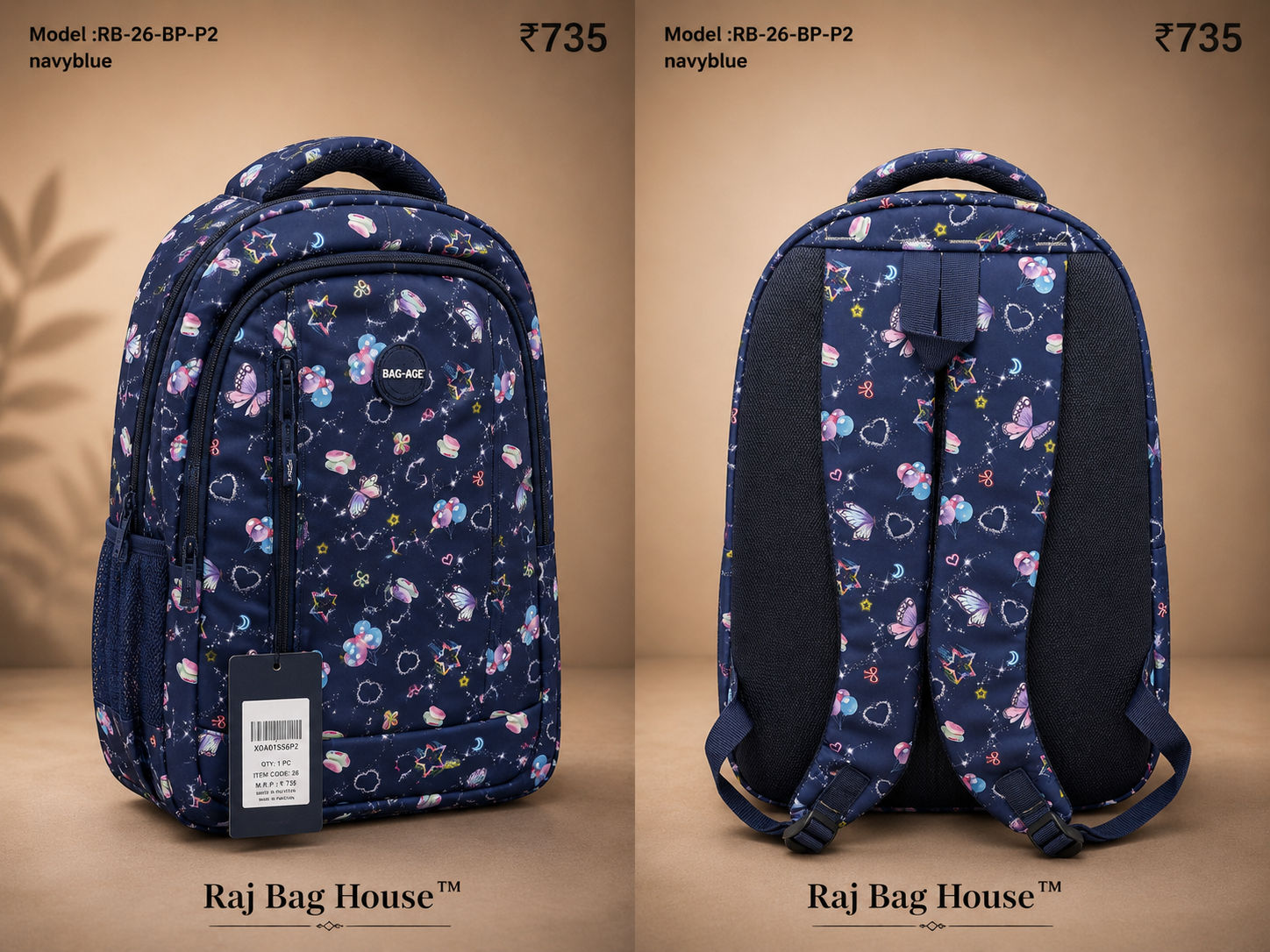 Baggage P2 Medium Backpack – Navy Blue 2