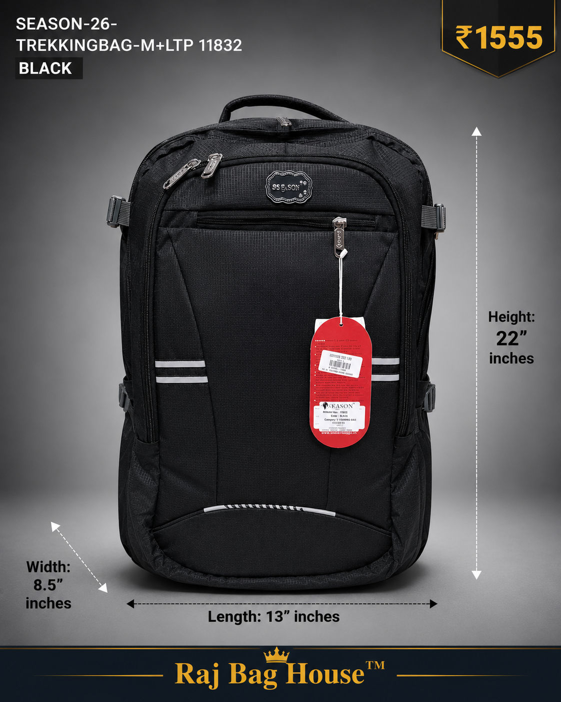 Season Trekking Backpack M+LTP-1832 - Black
