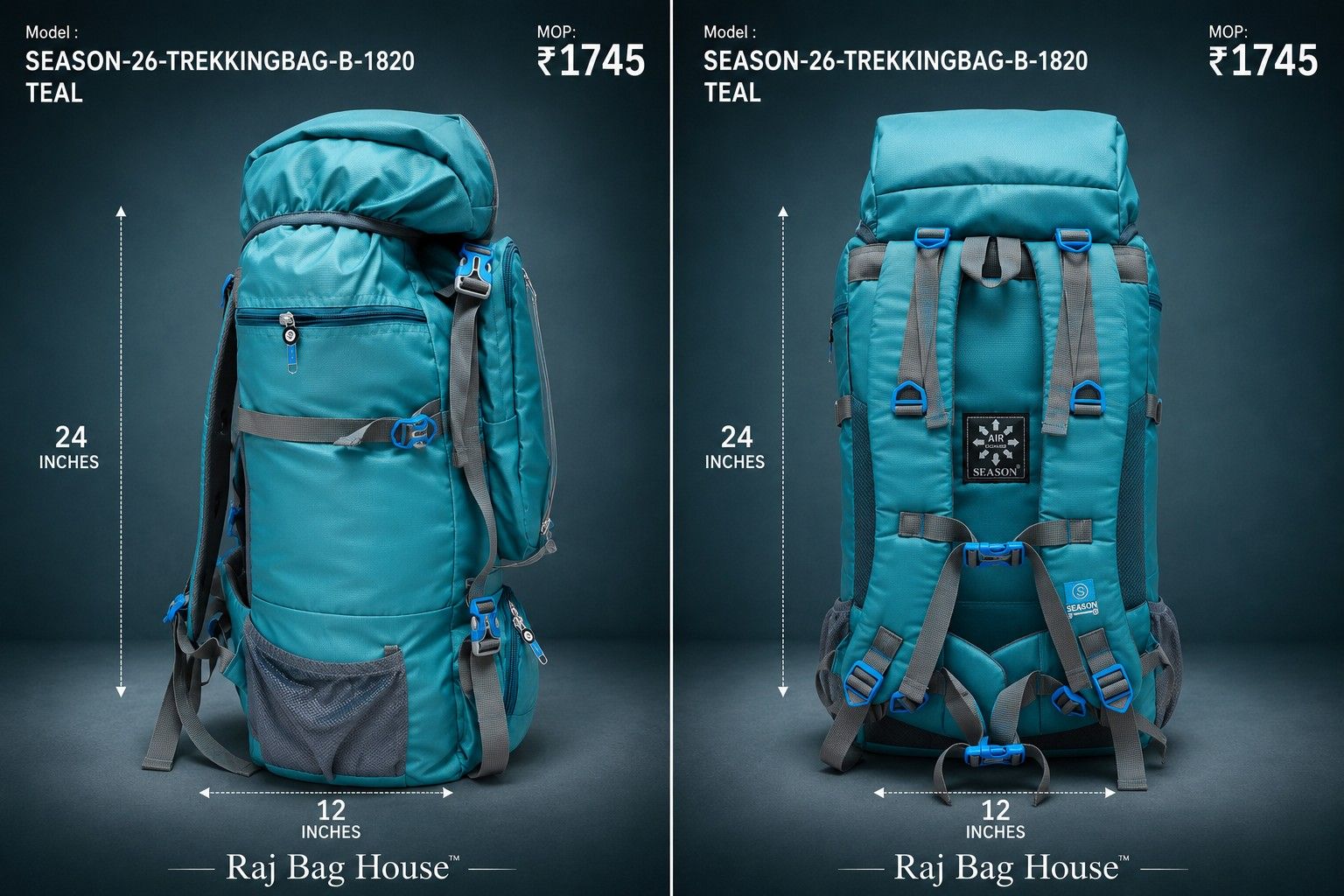 Season Trekking B 1820 Large Backpack – Teal 2