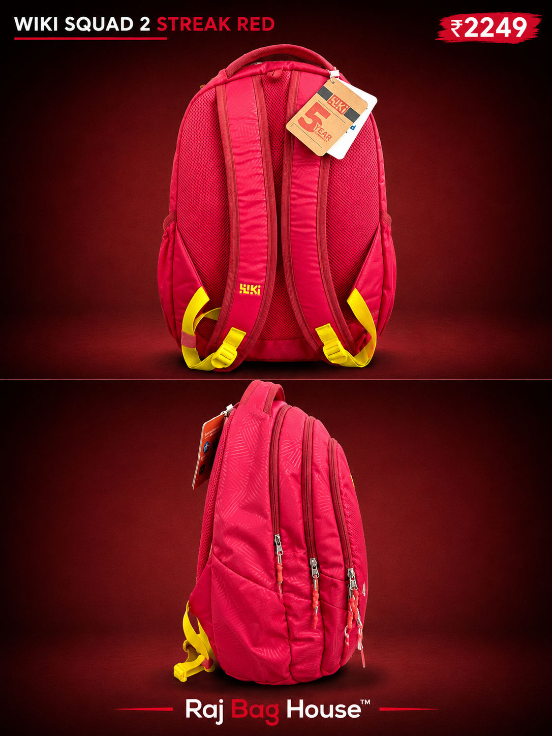 Wildcraft Wiki Squad 2 Streak Backpack – Red 2