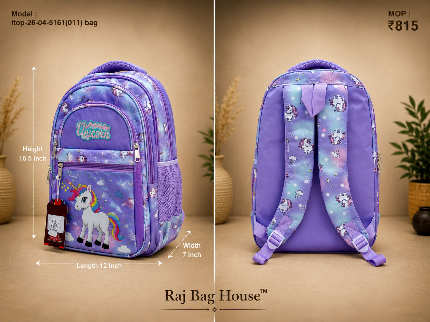 Itop 226 5161(011) Unicorn Large School Backpack – Purple 2