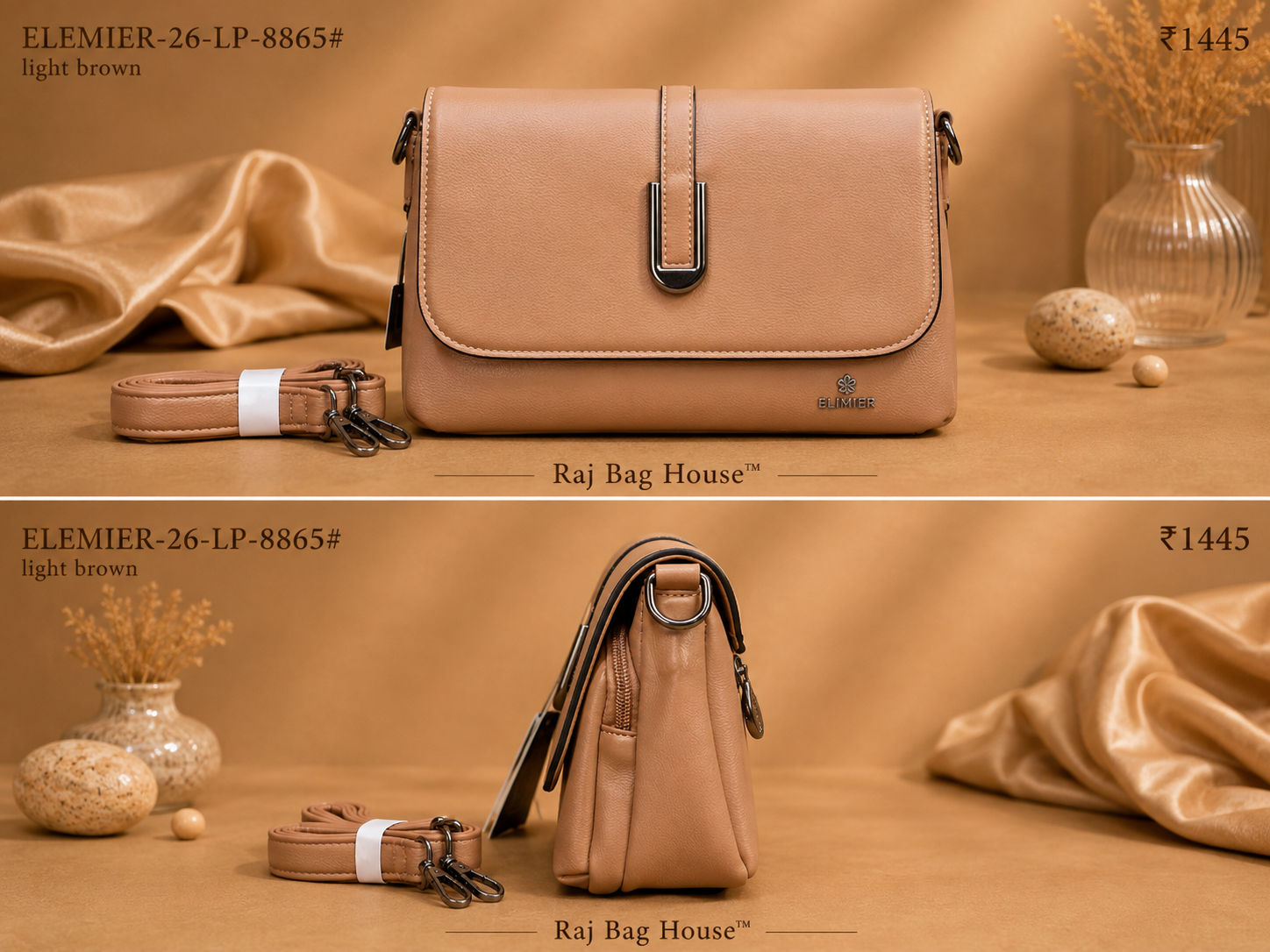 Elemier 8865# Small Handbag – Light Brown 2