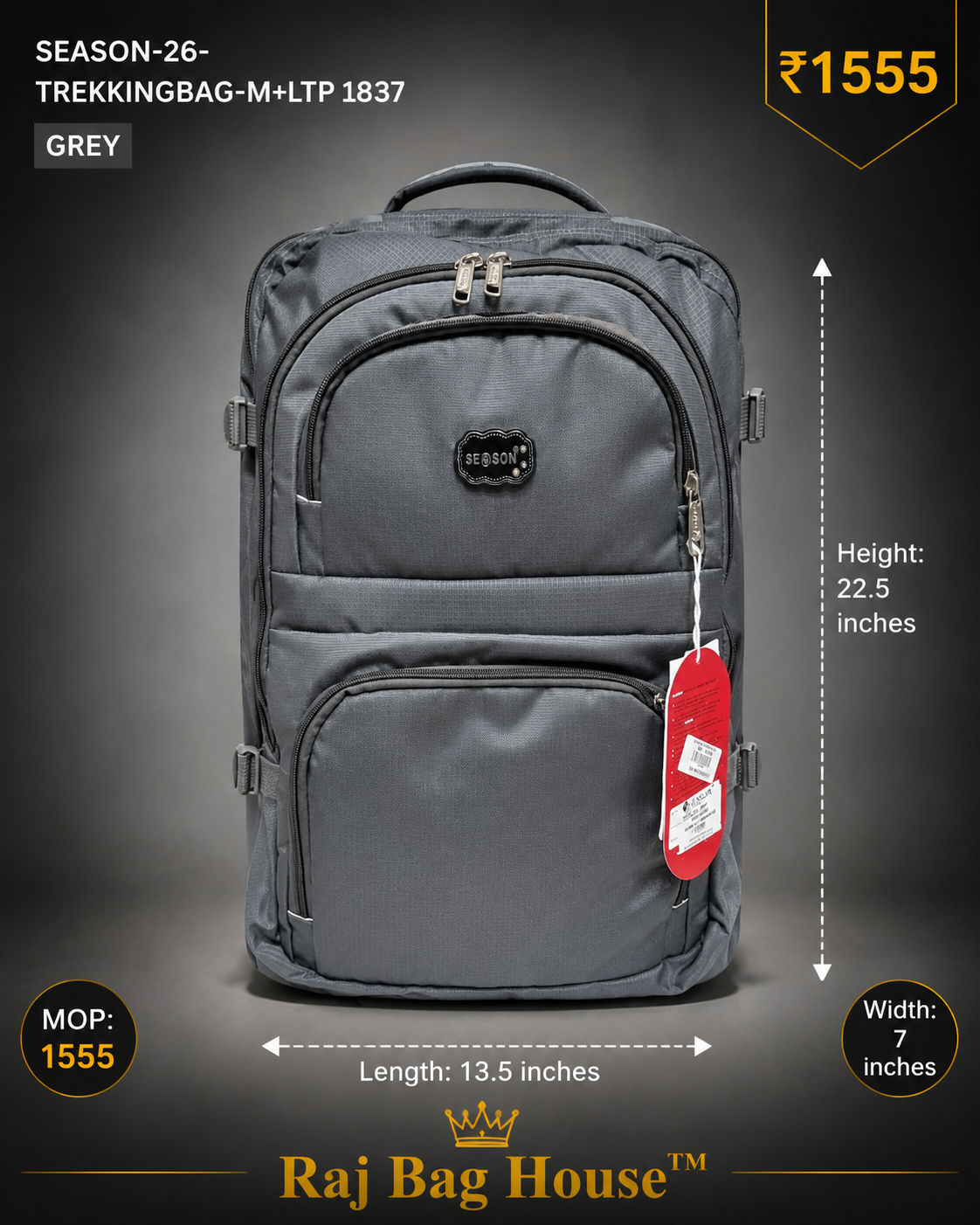 Season Trekking Backpack M+LTP-1837 - Black