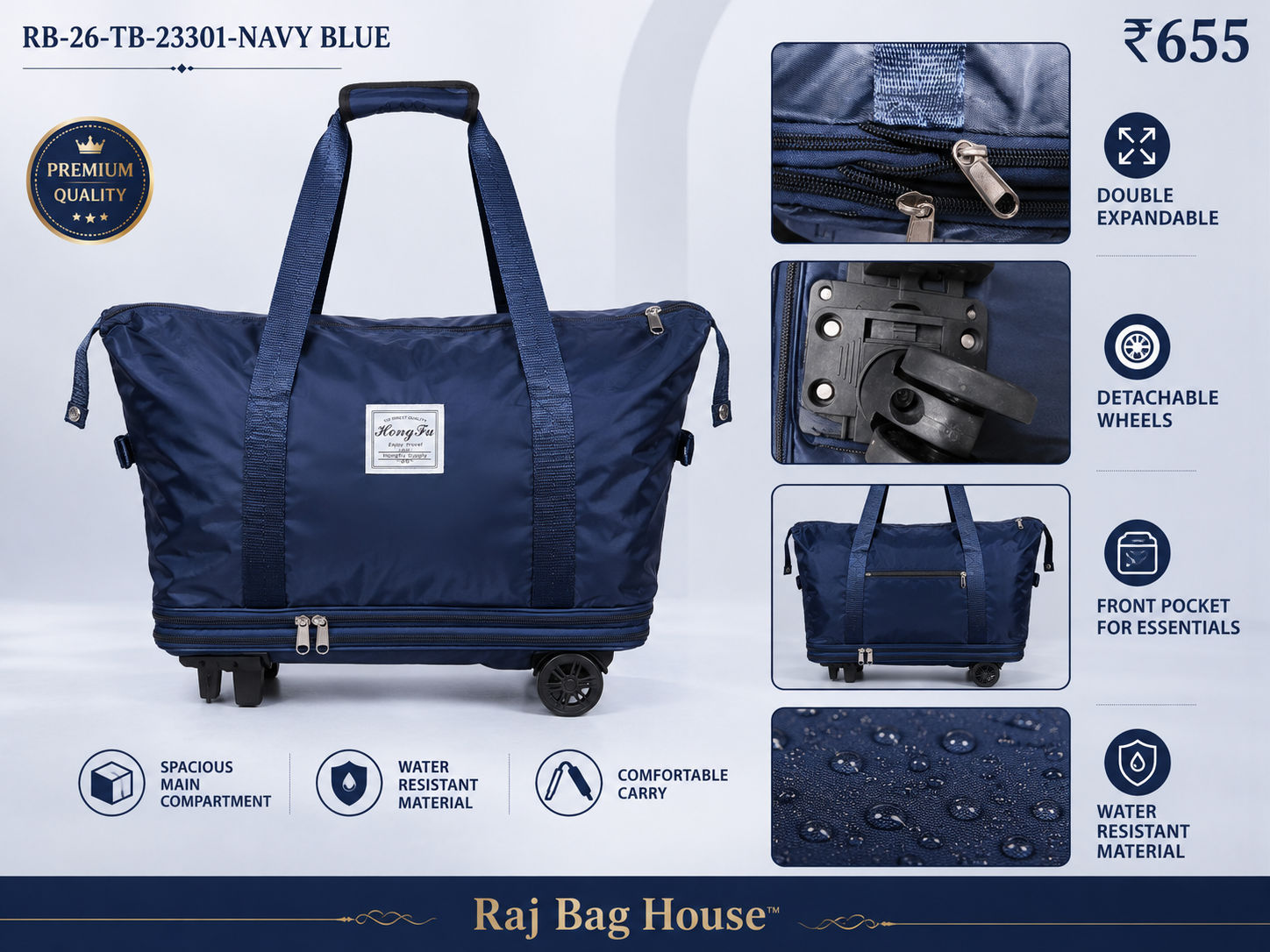 Imported 23301 Large Travel Bag – Navy Blue 2
