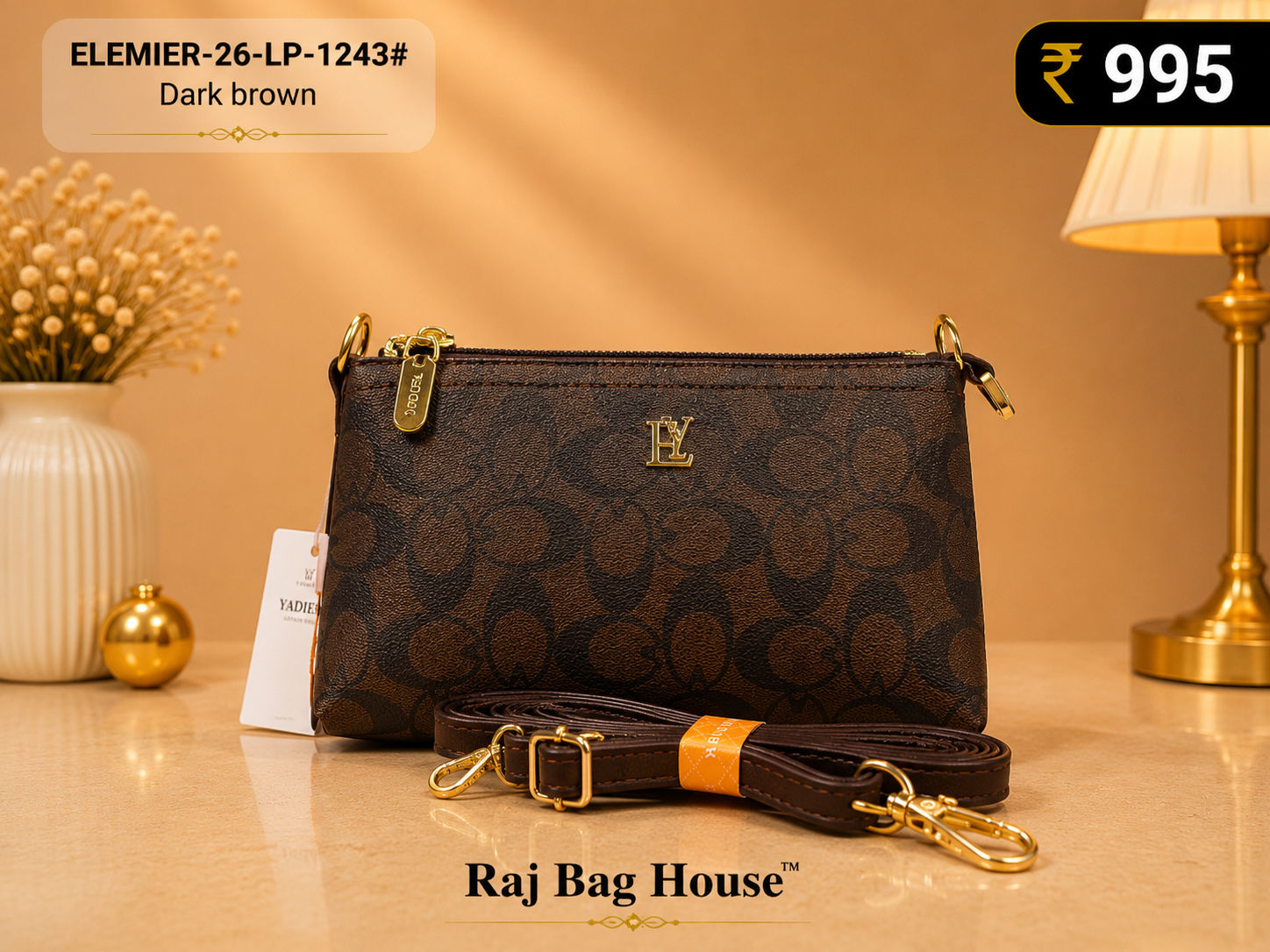 Imported Elemier 1243# Darkbrown Sling Bag – Dark Brown