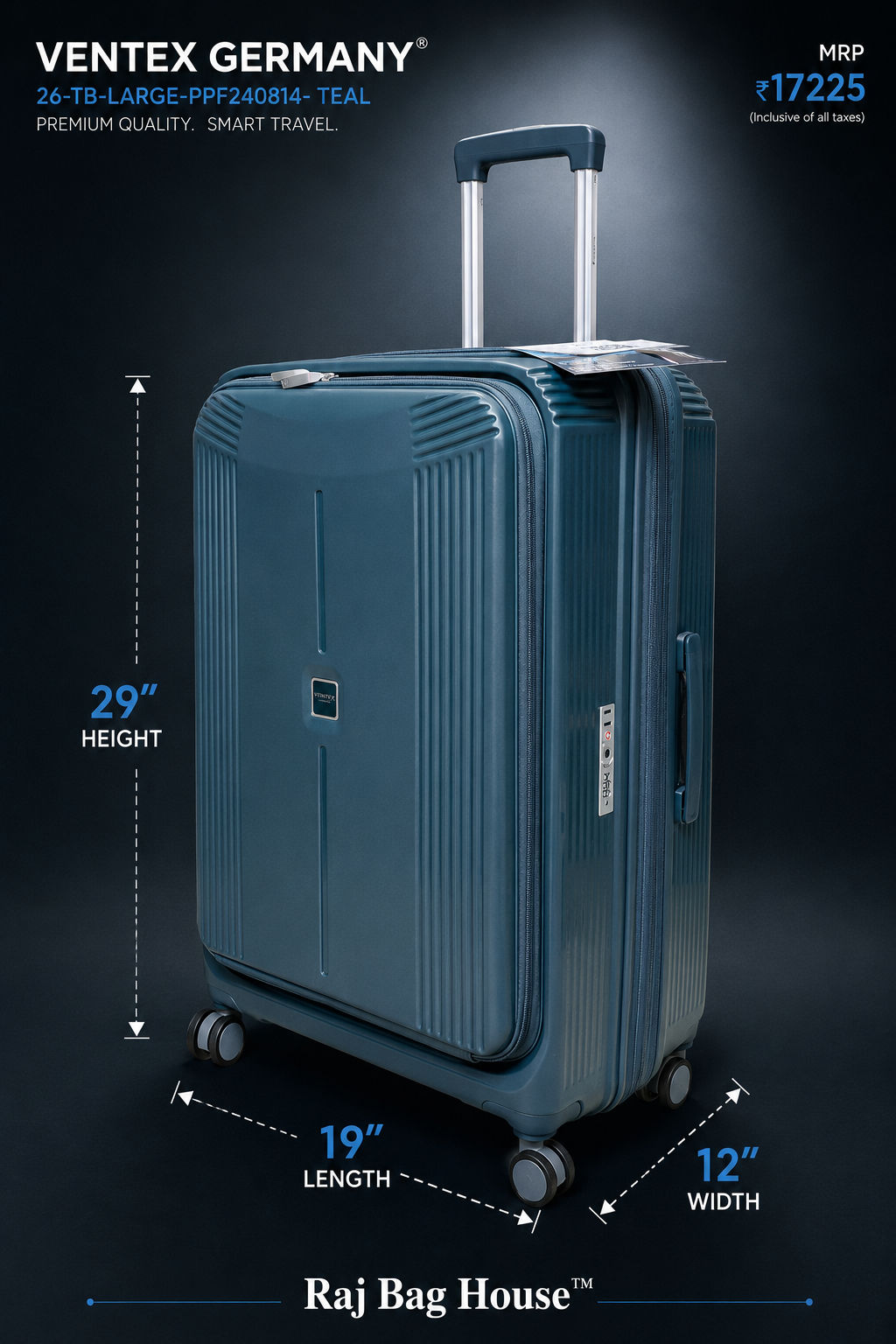 Ventex Germany Ppf2410814 Large Trolley Bag – Teal