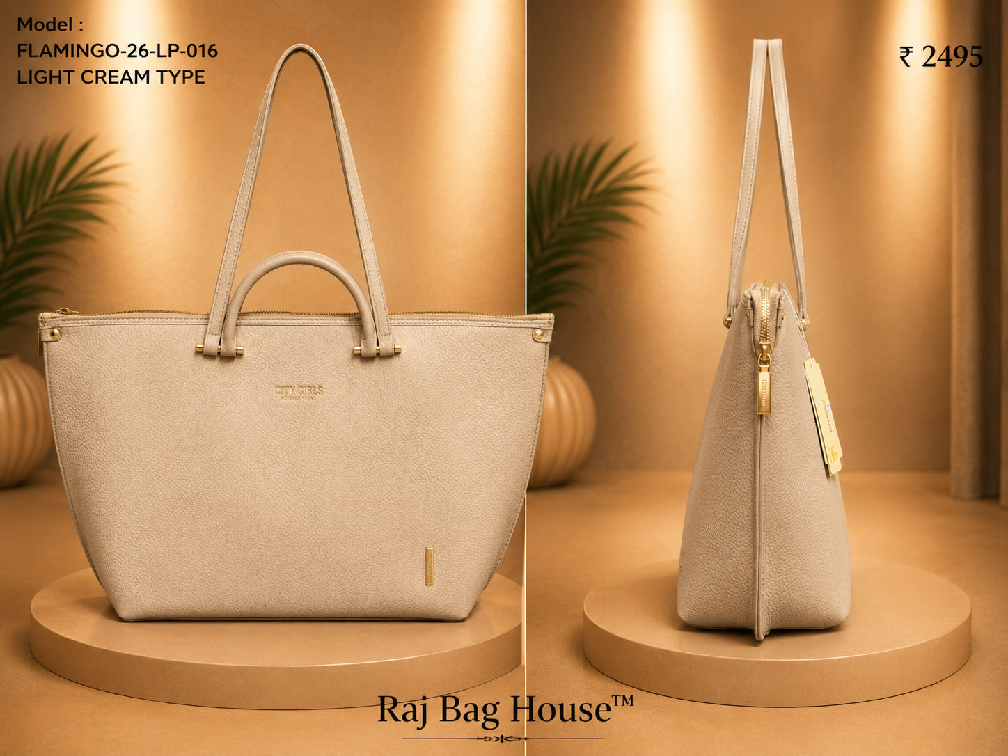 City Girl Flamingo 016 Light Type Tote Bag – Light Cream 2