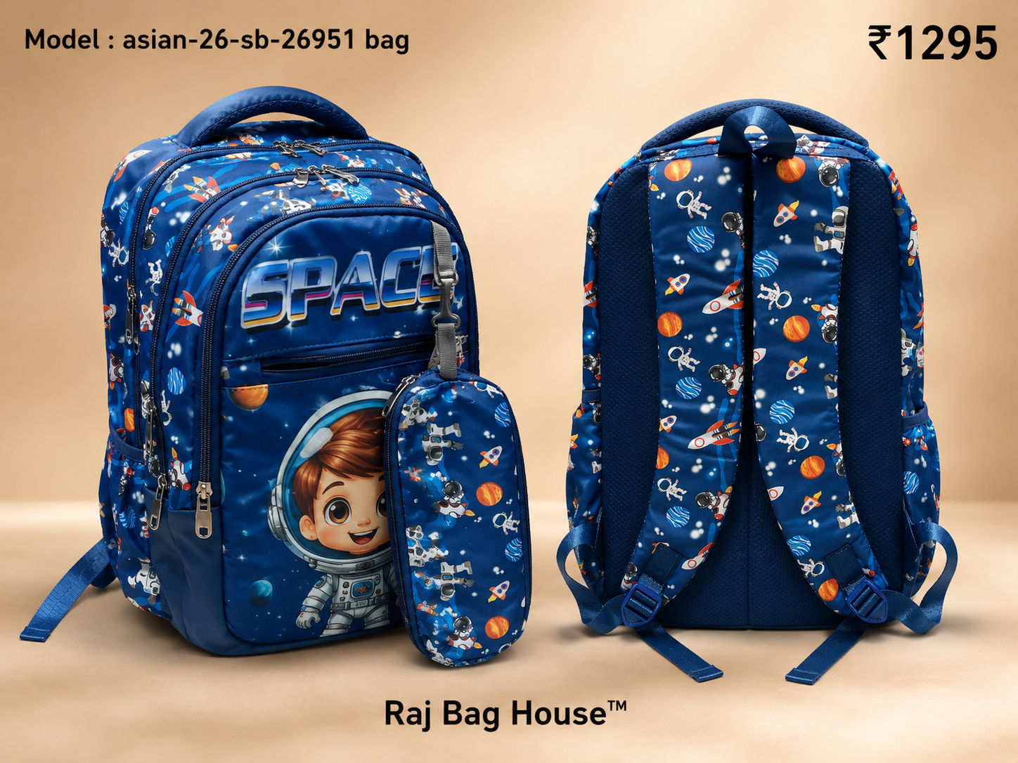 Asian 26951 Space Medium School Backpack – Navy Blue 2