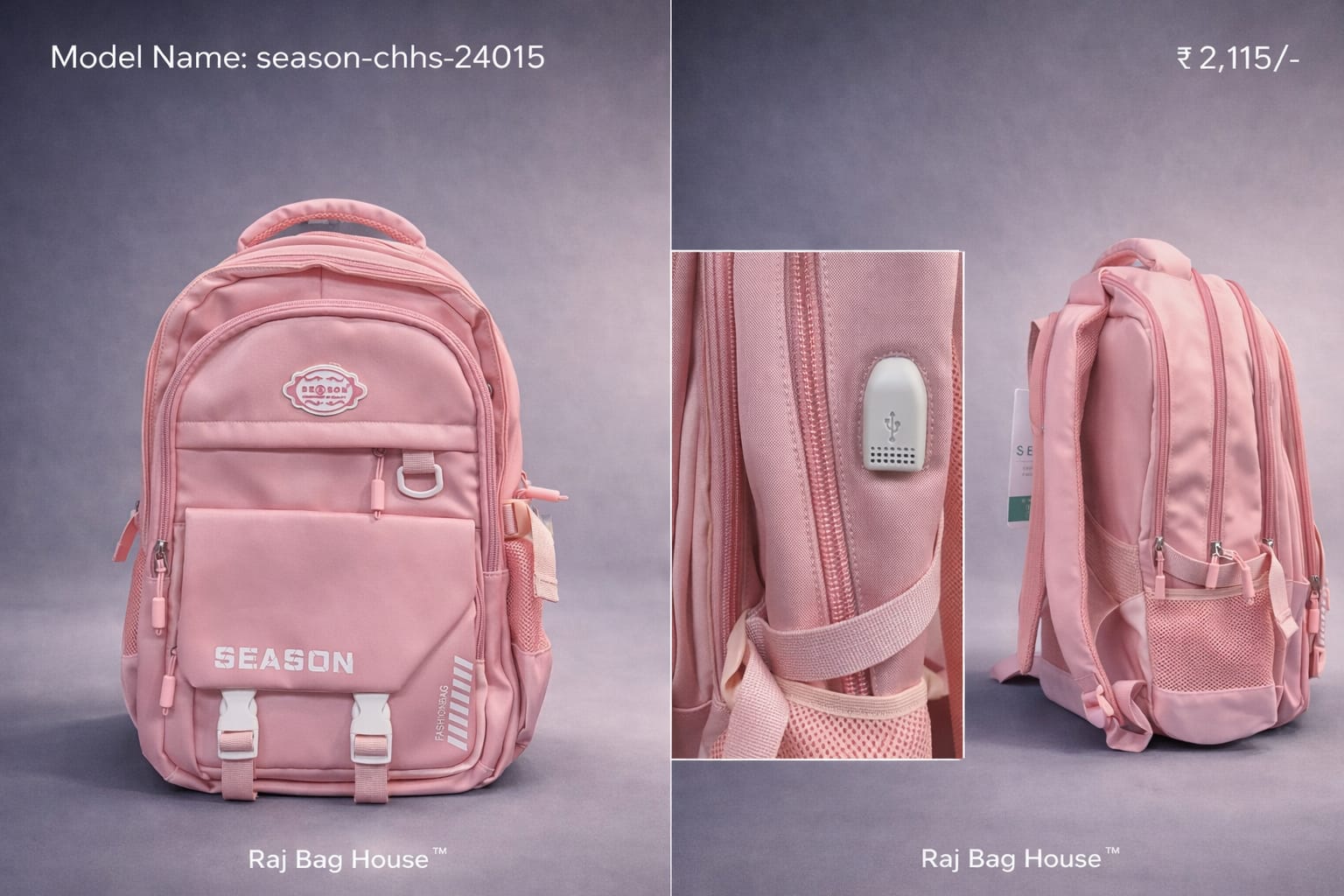 Season Season 24015 Pitch Large Backpack – Pink 2
