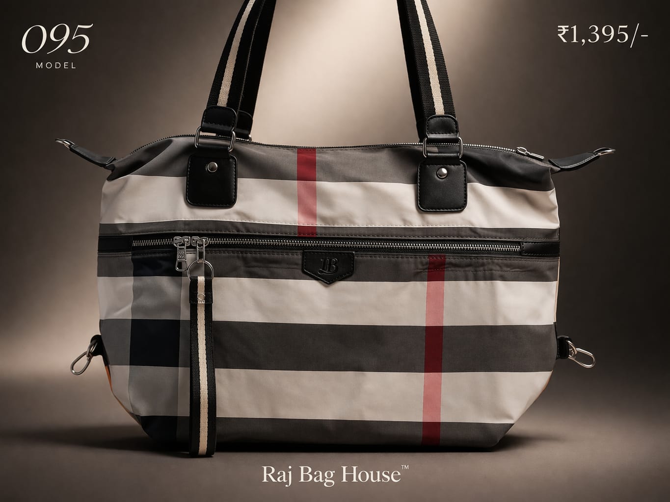 Imported Model 095 Large Tote Bag – Beige / Black / Grey / Red 2