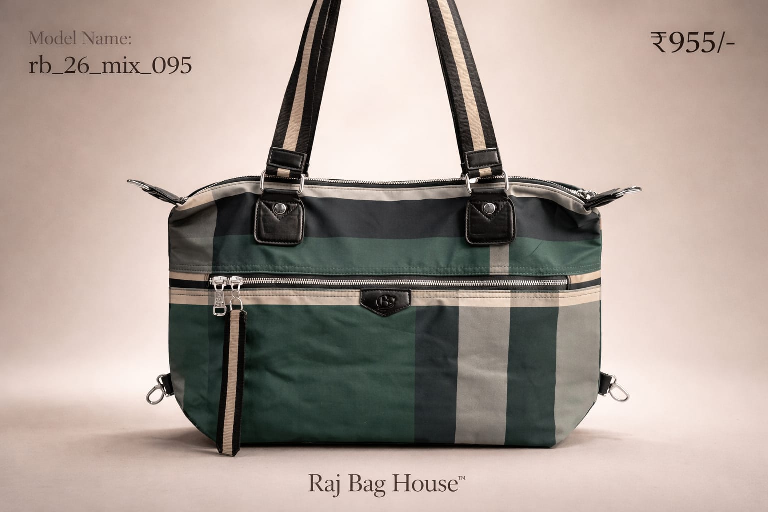 Imported Model 095 Large Tote Bag – Beige / Black / Grey / Red