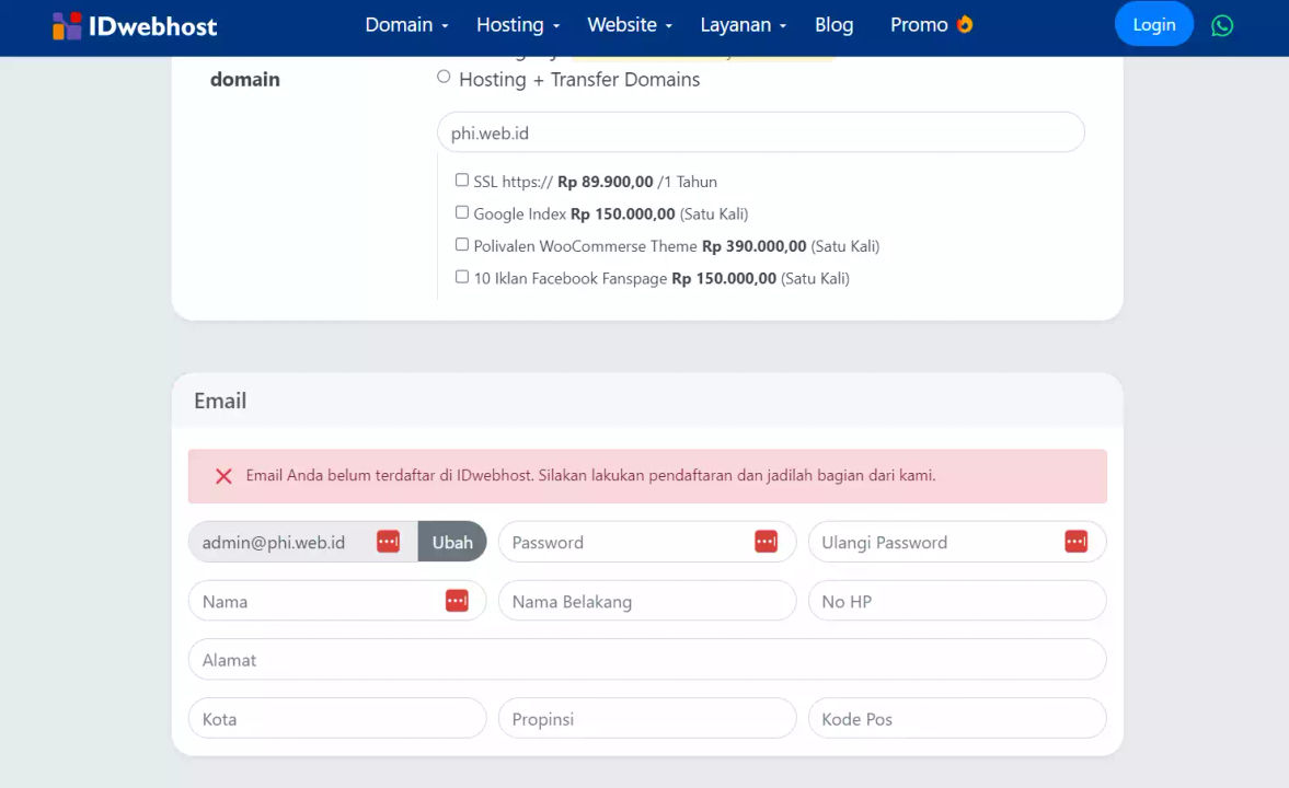 Cara Menukarkan Kode Promo IDwebhost