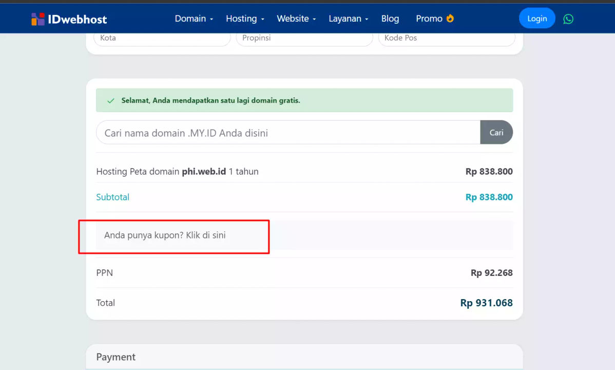 Cara Menukarkan Kode Promo IDwebhost
