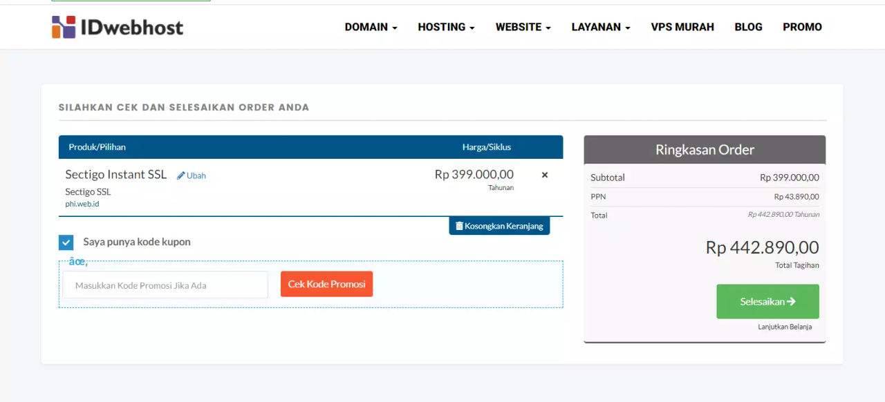 Cara Menukarkan Kode Promo IDwebhost