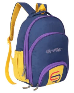 ENFLIER Kids School Bag – 14 Inch Blue & Yellow Backpack with Purple Zipper for Kids
