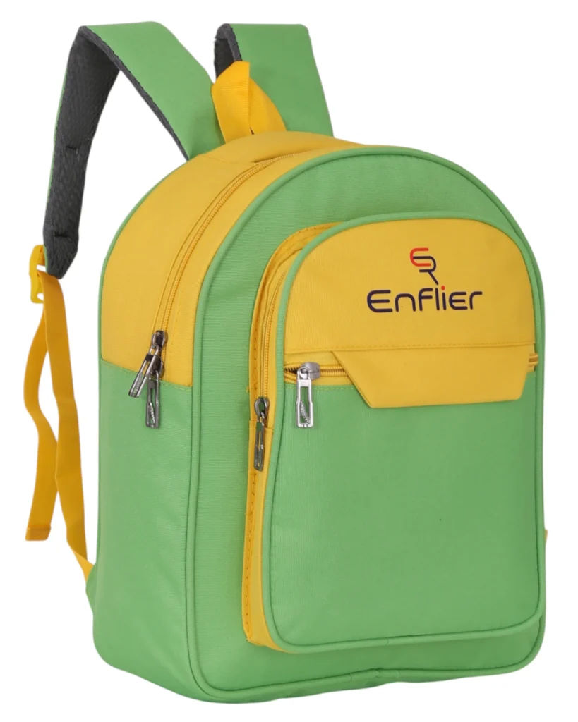 ENFLIER Kids School Bag – 17 Inch Green and Yellow Backpack for Boys & Girls