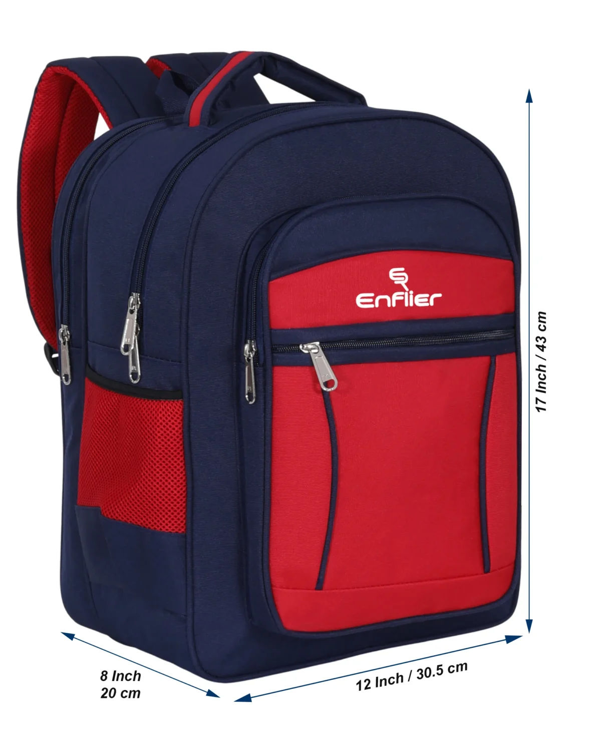 Enflier Kids School Bag 17 Inch Red and Blue Backpack