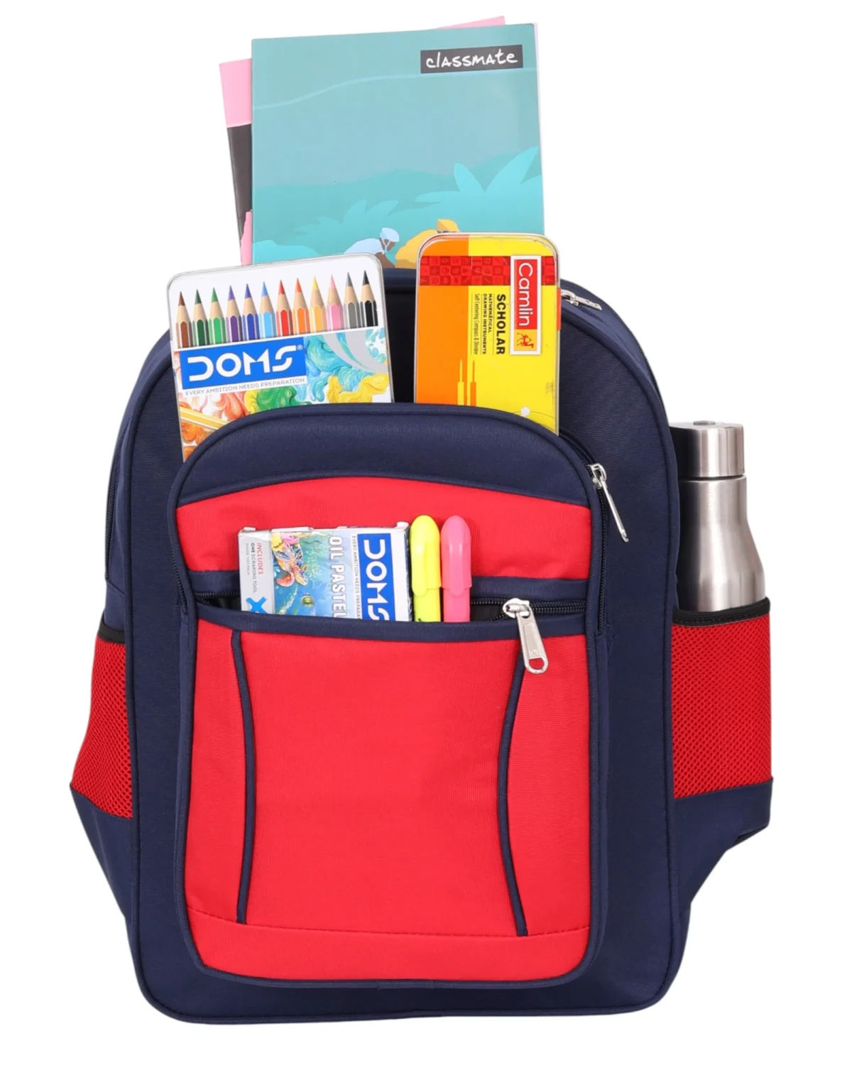 ENFLIER Kids School Bag Red Blue 17 Inch – Front View