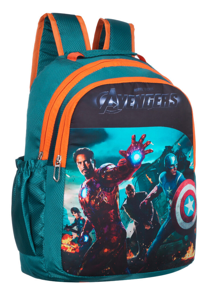 Avengers themed backpack with characters