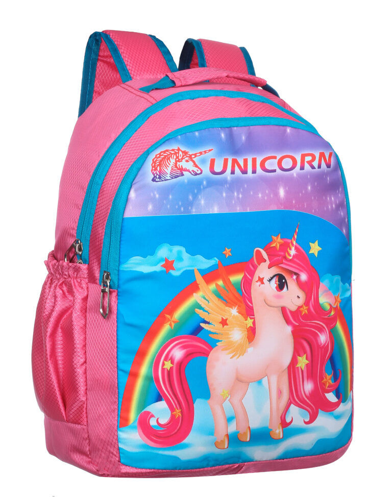 Pink unicorn-themed children's backpack
