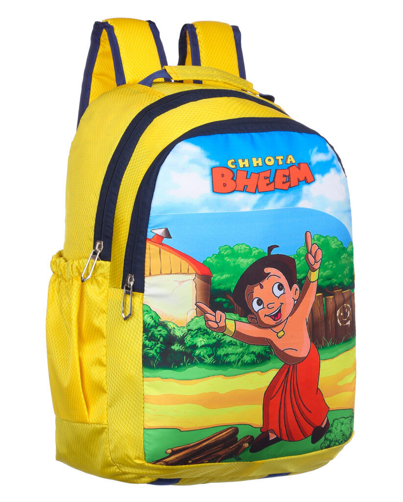 Yellow backpack with Chhota Bheem design