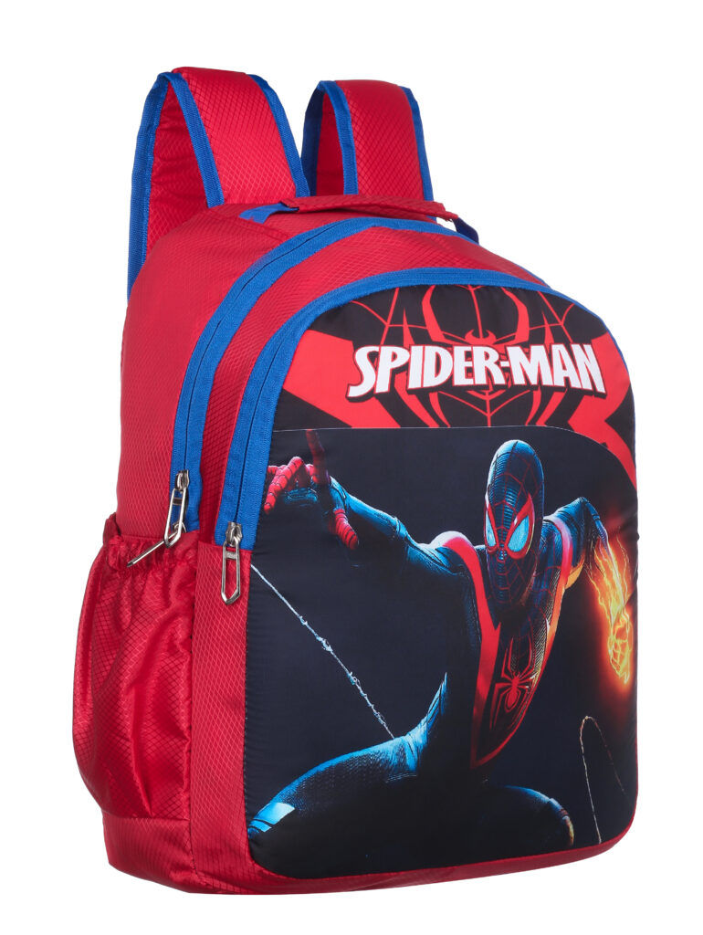 Spider-Man themed red and blue backpack
