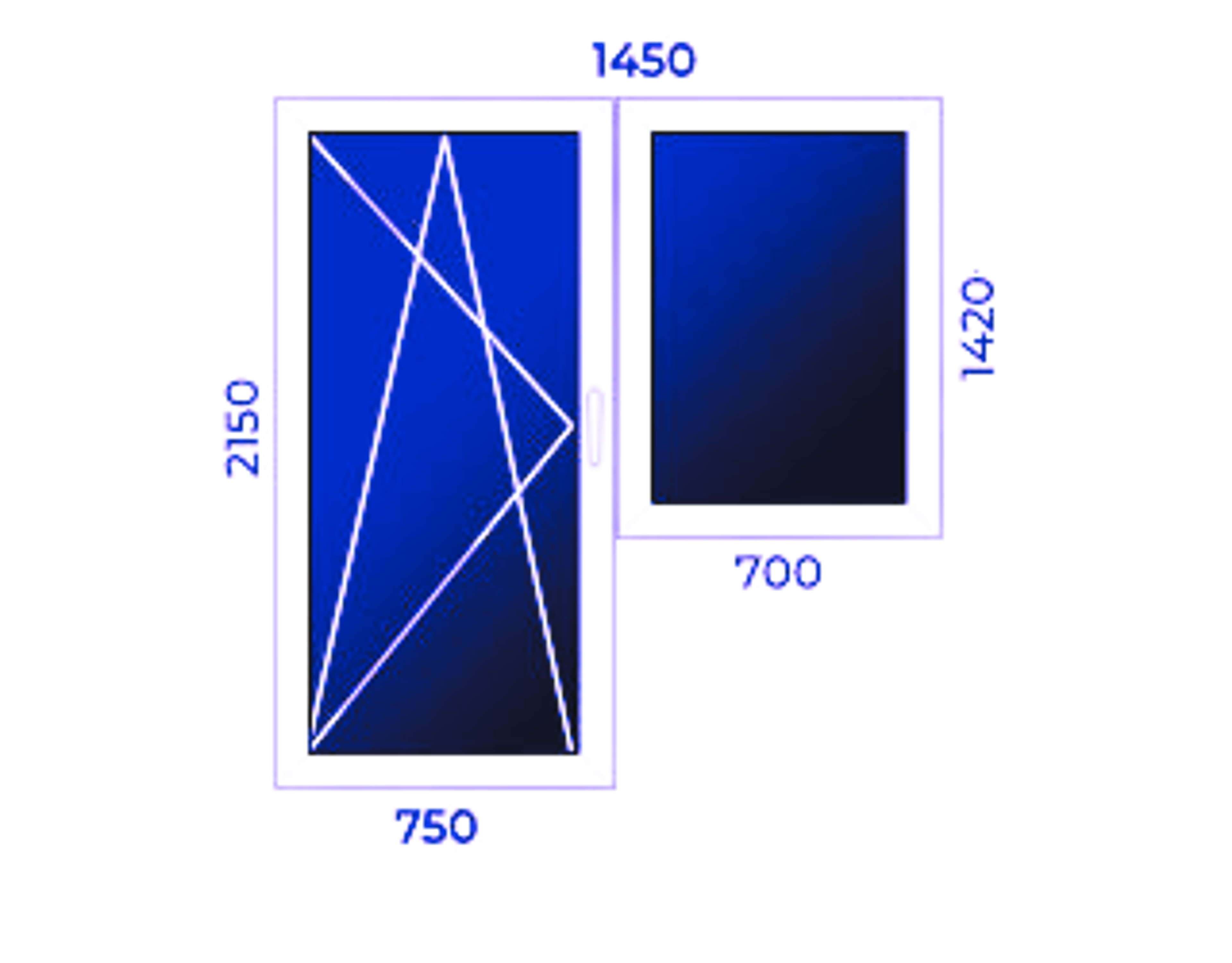 Balkonu logi – Profils 8 (1850mm x 2150mm)