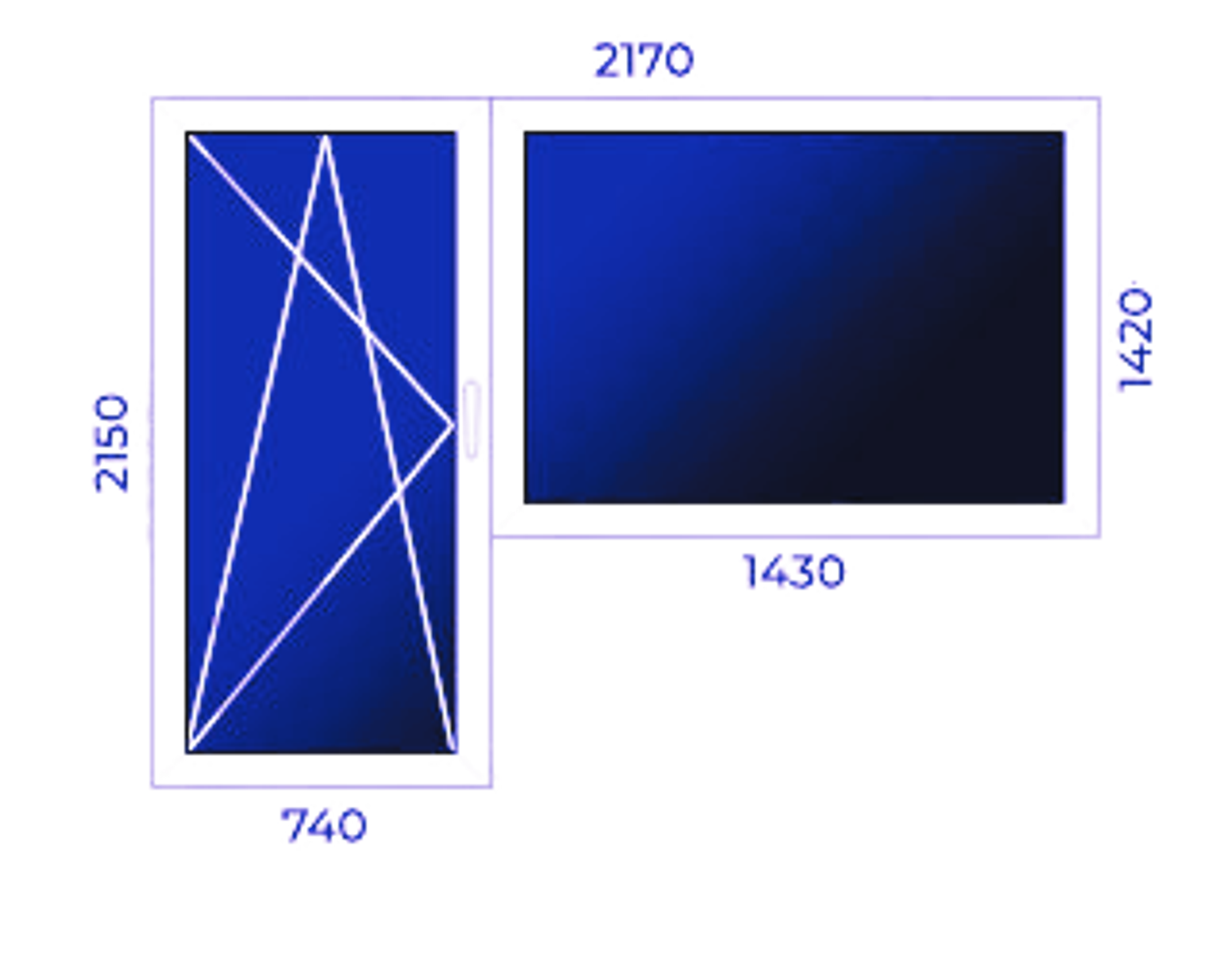 Balkonu logi – Profils 8 (1850mm x 2150mm)