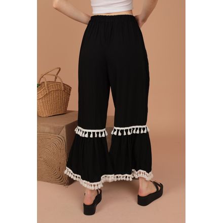 Püskül Detaylı İspanyol Paça Pantolon(2 Renk Seçenekleri)