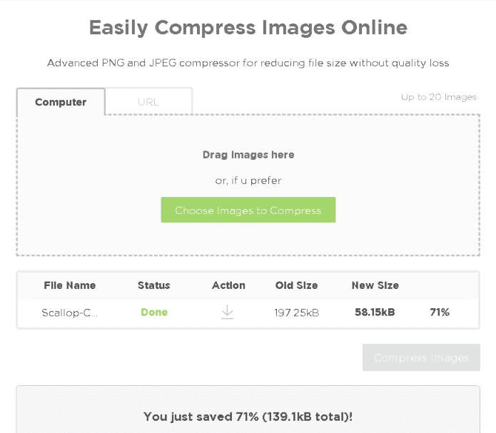 screenshot from the homepage of Imageresizer.org