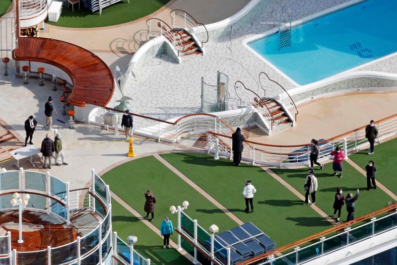 Social distancing photo gallery - passengers on the Diamond Princess cruise