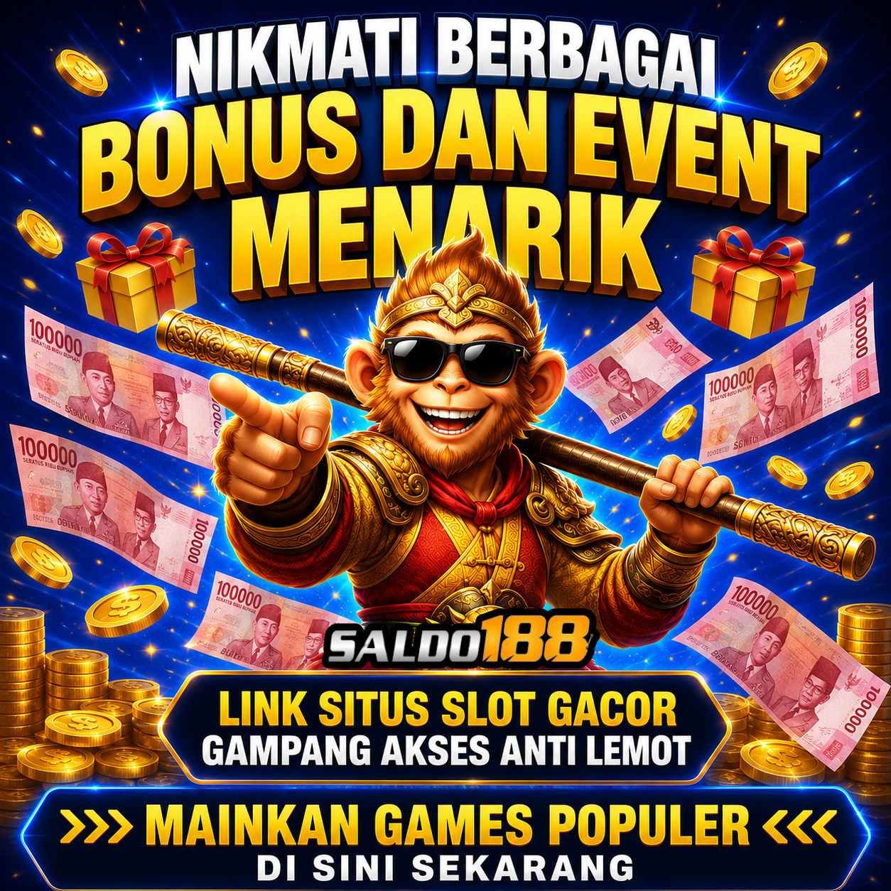 Tampilan live games resmi SALDO188 dengan nuansa premium biru emas