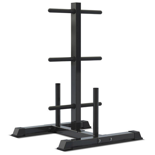 Heavy-duty black gym storage rack for weights and exercise equipment
