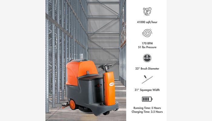 Commercial floor scrubber with 22