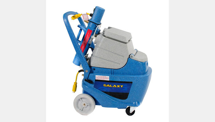 Galaxy carpet cleaning machine with blue body and wheels for efficient home cleaning