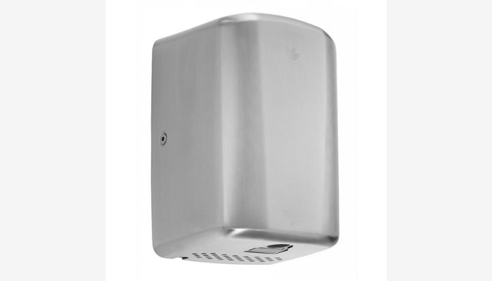 Stainless steel hand dryer with sleek design for bathrooms and public facilities
