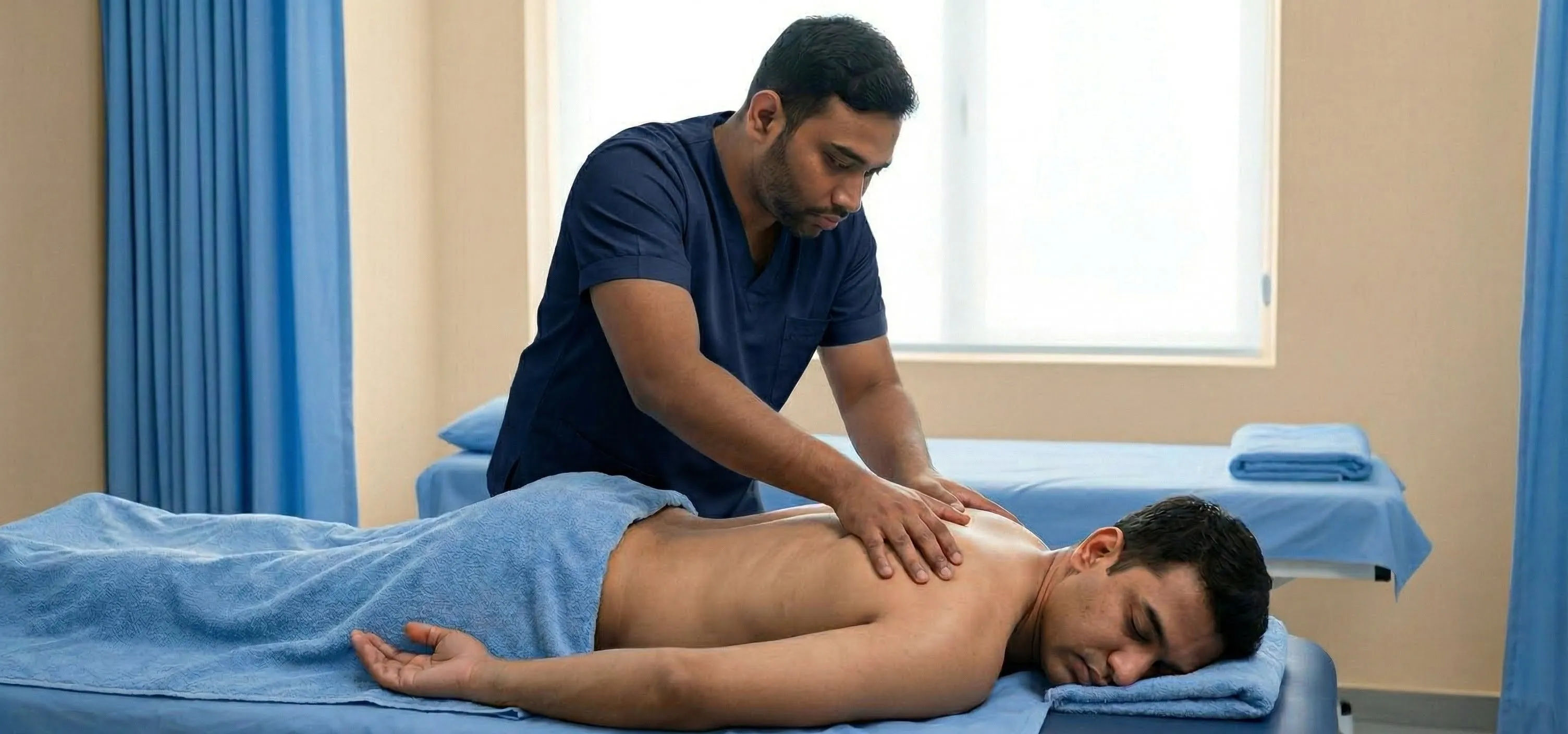 A therapist working on a patient during a deep tissue session at HPW