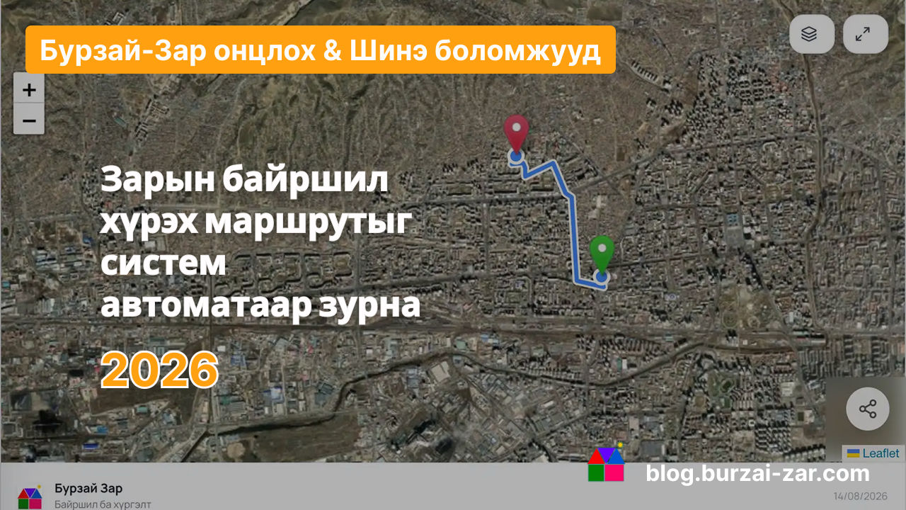 Зарын байршил хүрэх маршрутыг систем автоматаар зурна 