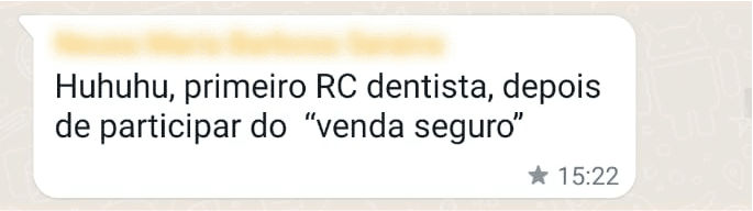 Huhuhu, primeiro RC dentista, depois de participar do “venda seguro”