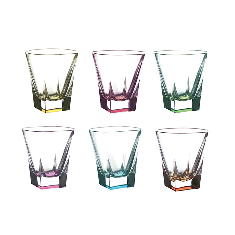 Set 6 Bicchierini Da Liquore In Vetro Dipinti A Mano - Stile Murano Venezia Con Colori A Rilievo Capienza 8.5cl
