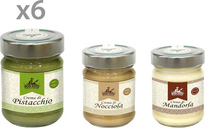 Creme spalmabili 8 vasetti misti: 6 Crema di Pistacchio - 1 Crema di Nocciola - 1 Crema di Mandorla