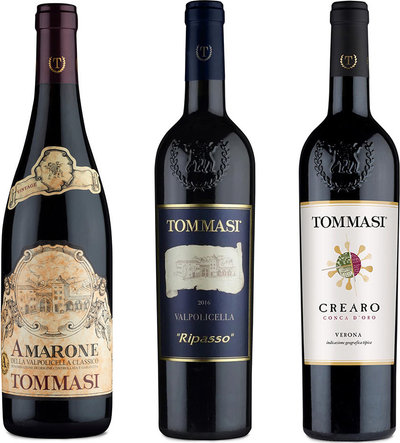 Vini rossi 3 bottiglie miste: Amarone della Valpolicella Classico DOCG 2018 - Ripasso della Valpolicella Classico DOC 2019 - Crearo Conca d'Oro rosso Verona IGT 2018
